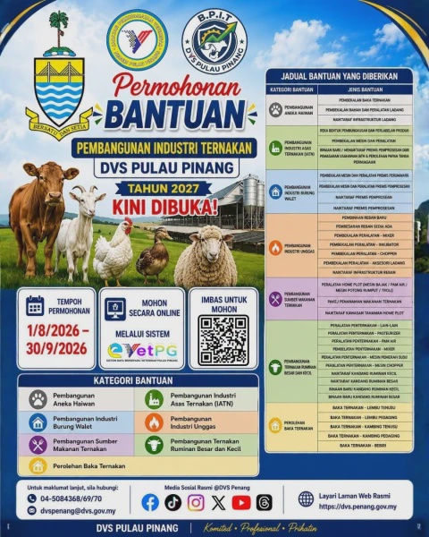 Image from: Bantuan Pembangunan Industri Ternakan DVS Pulau Pinang Tahun 2027 Kini Dibuka