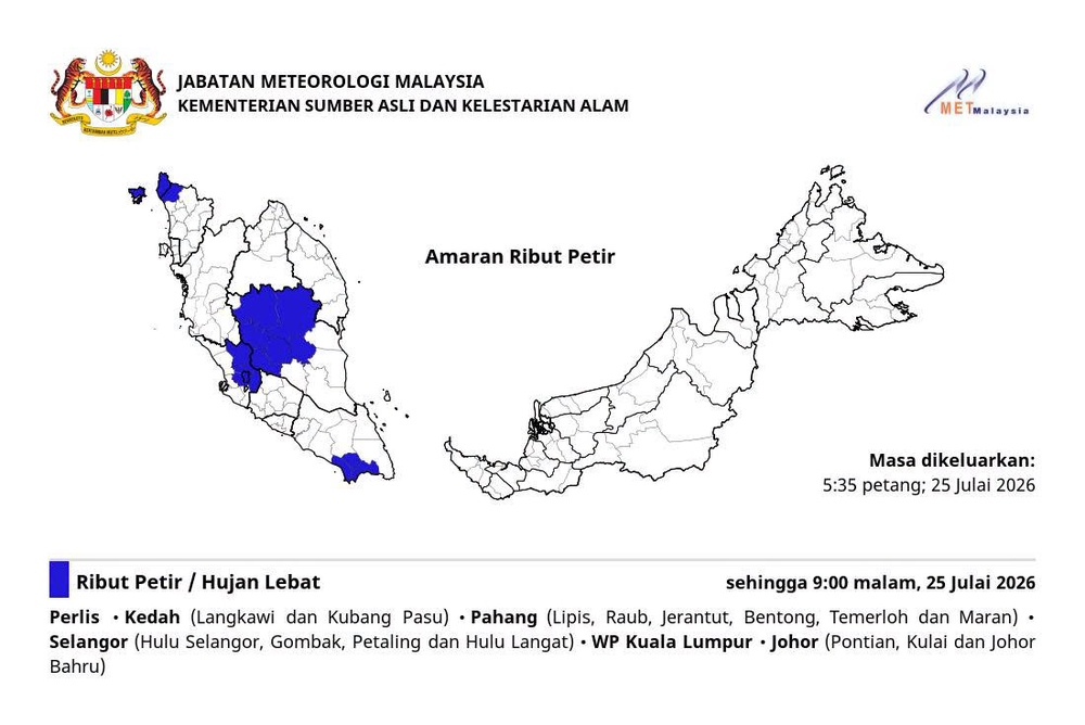 Image from: 5 Negeri, 1 Wilayah Diramal Hujan Lebat Hingga Malam Ini