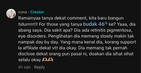 Image from: “Makin Tak Nampak,” Selama Ni Hiburkan Orang, Adik Dedah Budak 46 Hidap Penyakit Mata