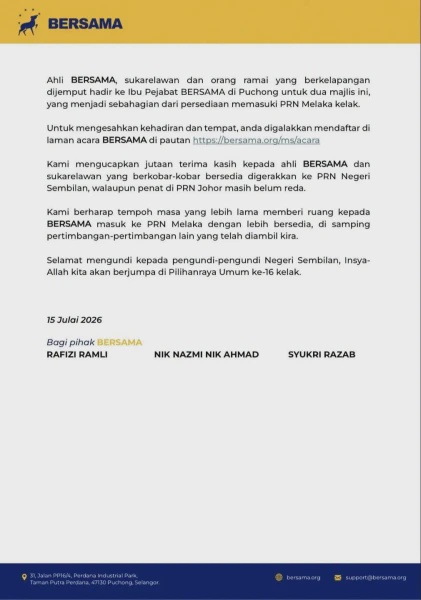 Image from: BERSAMA Tidak Bertanding PRN Negeri Sembilan