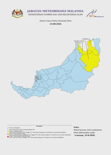 Image from: Cuaca Panas: 17 Kawasan Pada Tahap Berjaga-Jaga