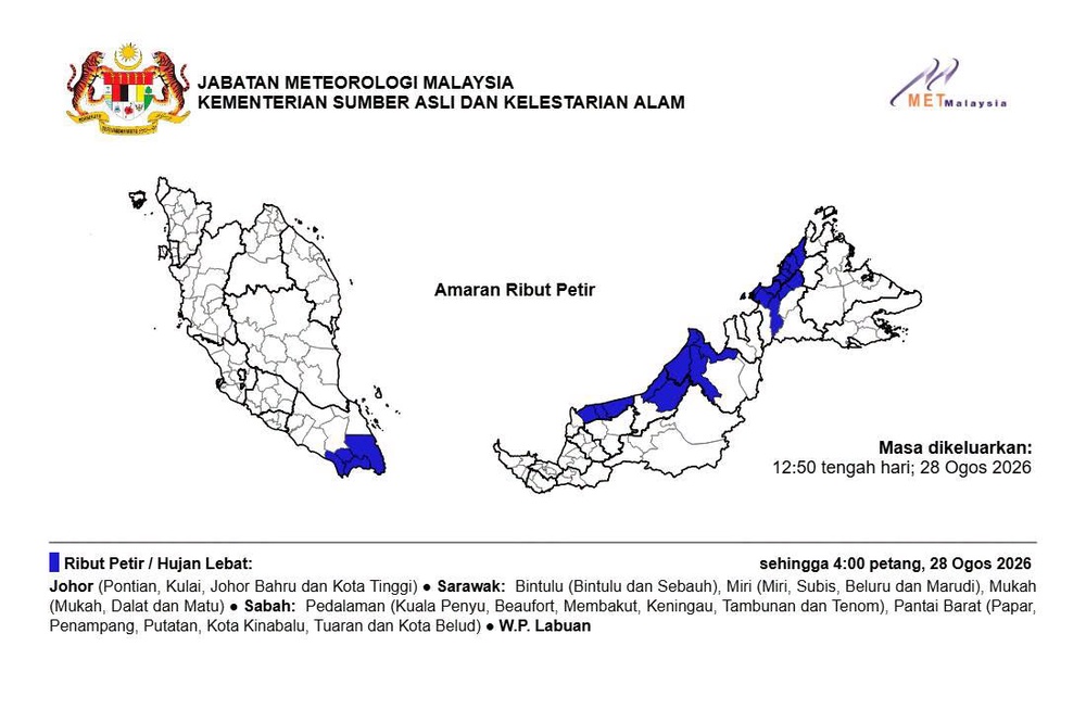 Image from: Tiga Negeri, 1 Wilayah Diramal Hujan Lebat Petang Ini