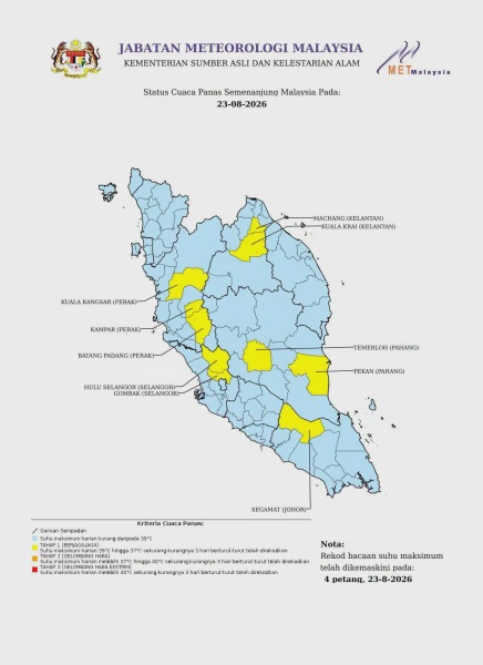 Image from: Cuaca Panas: 17 Kawasan Pada Tahap Berjaga-Jaga