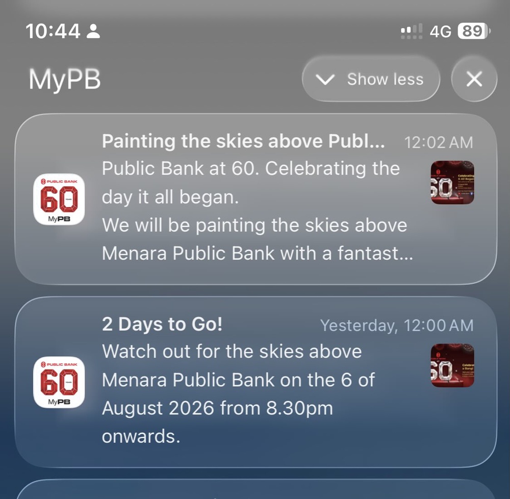 Image from: Orang Ramai Pada Mulanya Sangka Kebakaran, Rupanya Pertunjukan Bunga Api Sempena Ulang Tahun Public Bank