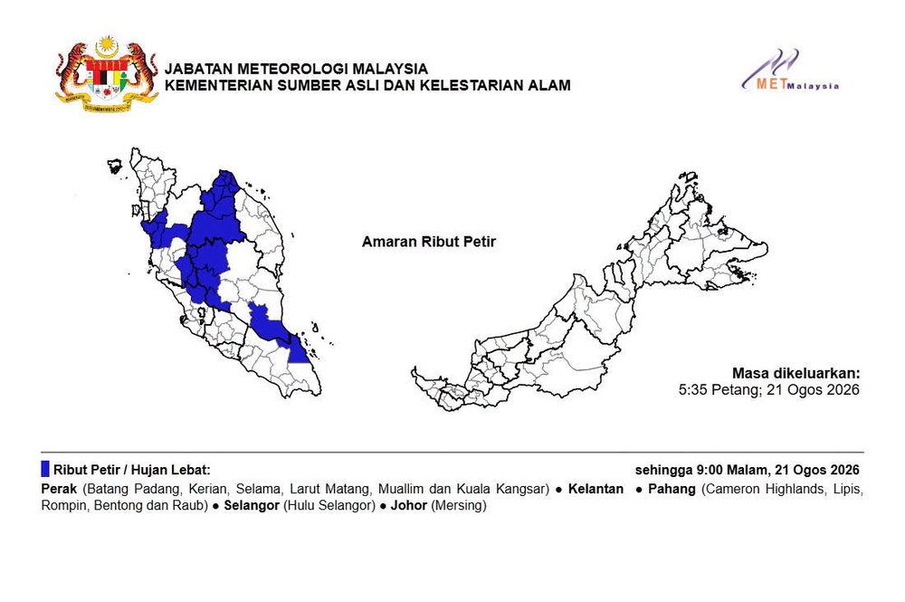 Image from: 5 Negeri Diramal Hujan Lebat Hingga Malam Ini