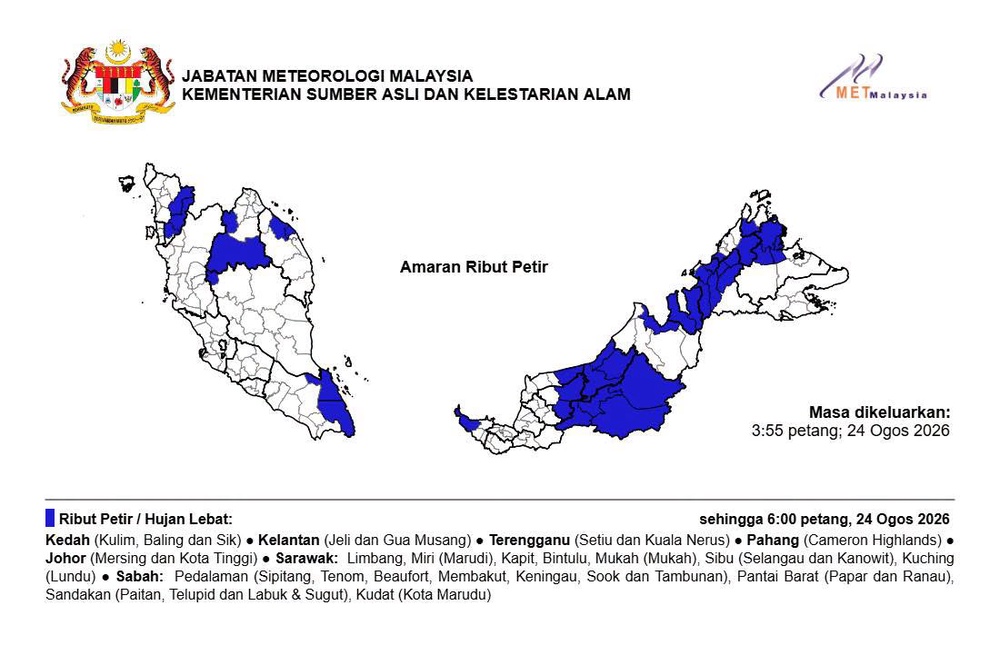 Image from: Amaran Ribut Petir, Hujan Lebat Di Tujuh Negeri Petang Ini
