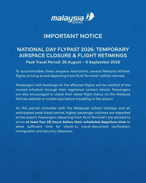 Image from: Malaysia Airlines Jadual Semula Penerbangan Terpilih Susulan Penutupan Ruang Udara Sempena HKHM