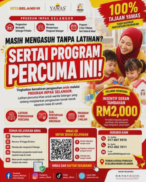 Image from: Pengasuh Kanak-Kanak Layak Mohon Insentif RM2,000 YAWAS Selangor