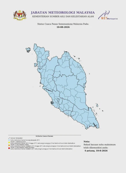 Image from: Cuaca Panas: Tiga Kawasan Pada Tahap Berjaga-Jaga