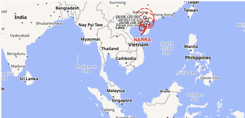 Image from: MetMalaysia Keluarkan Amaran Ribut Tropika NARRA