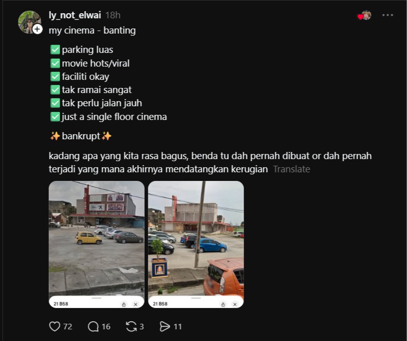 Image from: "Kenapa 'Cinema' Mesti Dibina Dalam Shopping Mall..." Perkongsian Ini Curi Tumpuan Warga Maya