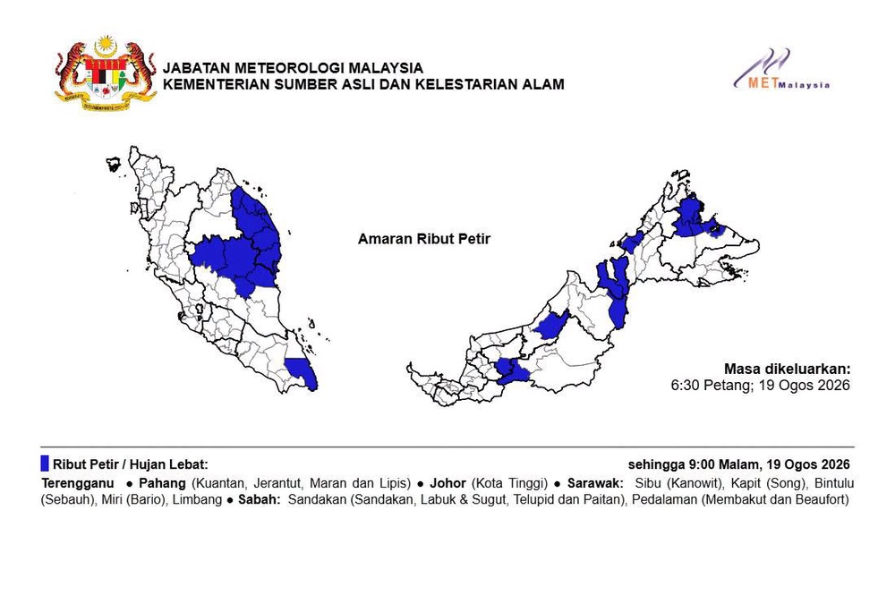 Image from: MetMalaysia Keluarkan Amaran Hujan Lebat Di 5 Negeri Malam Ini