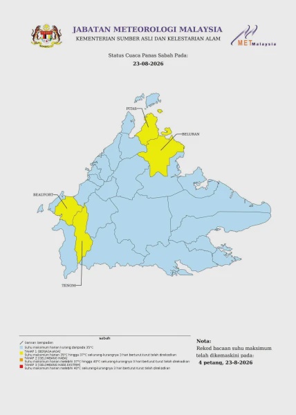 Image from: Cuaca Panas: 17 Kawasan Pada Tahap Berjaga-Jaga
