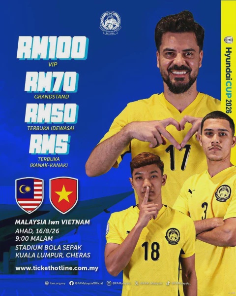 Image from: FAM Umum Harga Tiket Malaysia Vs Vietnam, Bermula RM50 Untuk Dewasa