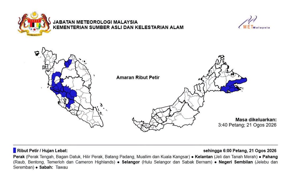 Image from: Enam Negeri Diramal Hujan Lebat Petang Ini