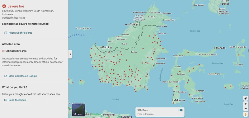 Image from: Titik Kebakaran Tersebar Luas Di Kalimantan, Asap Tebal Ganggu Aktiviti Penduduk