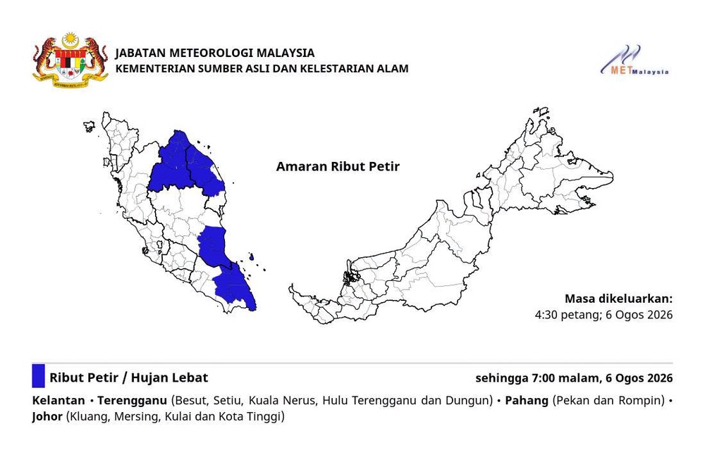 Image from: 4 Negeri Diramal Hujan Lebat, Ribut Petir Hingga Malam Ini
