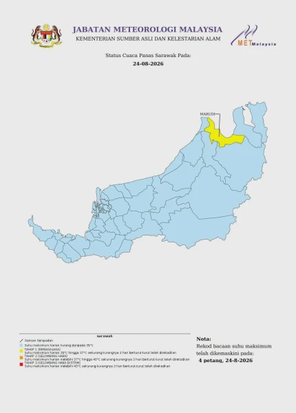 Image from: 16 Kawasan Rekod Cuaca Panas Tahap Berjaga-Jaga