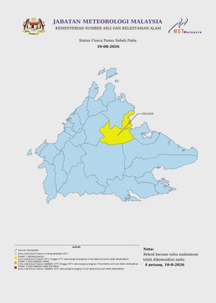 Image from: Cuaca Panas: Tiga Kawasan Pada Tahap Berjaga-Jaga