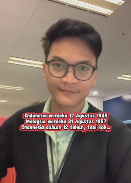 Image from: "Indonesia Merdeka 12 Tahun Lebih Dulu Tapi..", Pemuda Indonesia Kongsi 5 Hal Yang Buatnya 'Tabik' Malaysia