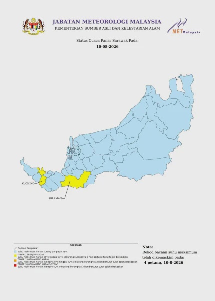 Image from: Cuaca Panas: Tiga Kawasan Pada Tahap Berjaga-Jaga