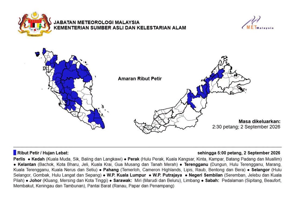 Image from: 11 Negeri, 2 Wilayah Diramal Hujan Lebat Petang Ini