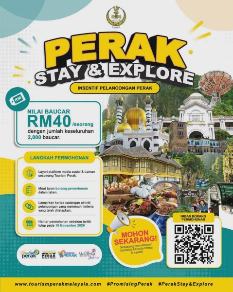 Image from: Perak Stay & Explore 2026: Insentif RM40 Seorang, Syarat & Cara Mohon