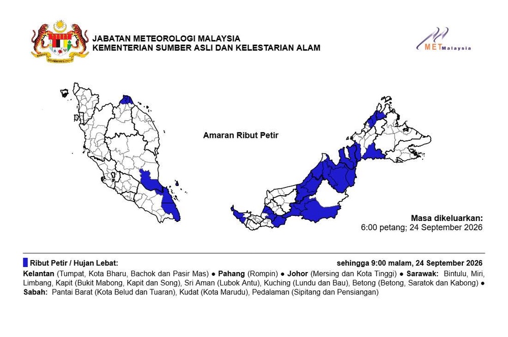 Image from: Amaran Hujan Lebat Di 5 Negeri Hingga Malam Ini