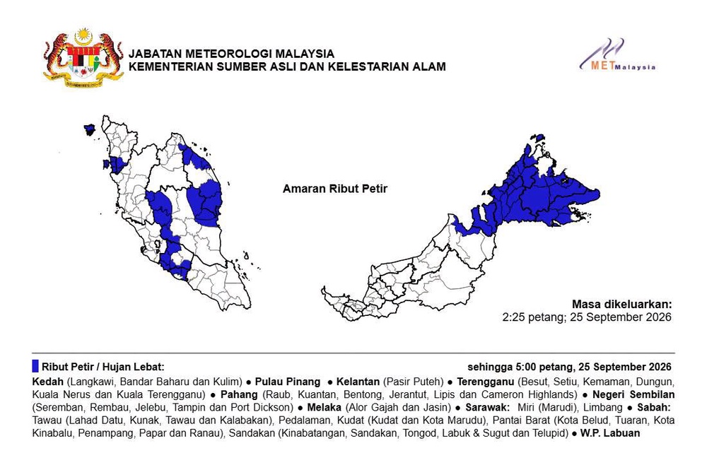 Image from: 9 Negeri, 1 Wilayah Diramal Hujan Lebat Petang Ini