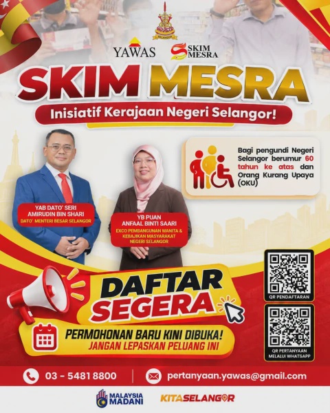 Image from: Skim Mesra Selangor Tahun 2026 Dibuka, Ini Syarat Dan Cara Mohon