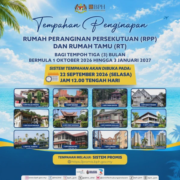 Image from: Penjawat Awam Dah Boleh ‘Lock’ Tarikh, Tempahan RPP Dibuka 22 September, Ini 14 Lokasi Pilihan