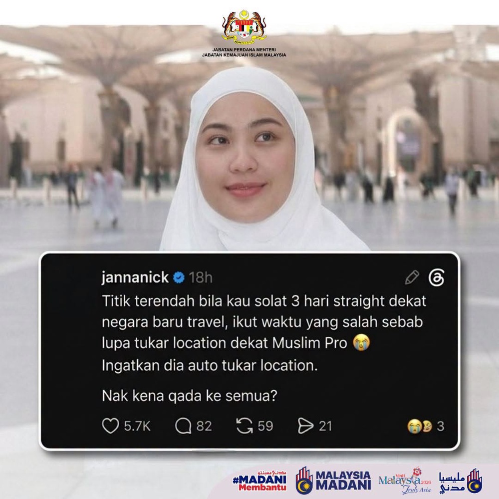 Image from: Terlupa Tukar Lokasi Dalam Aplikasi Ketika “Travel”, Solat Ikut Waktu Salah Perlu Ke Qada?
