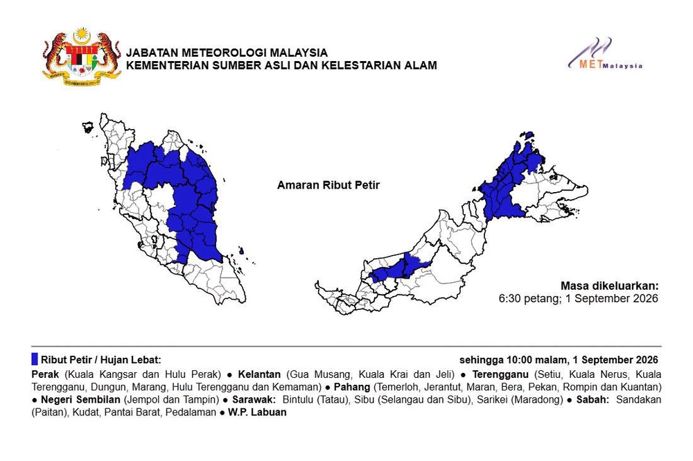 Image from: Hujan Lebat Diramal Di 7 Negeri, 1 Wilayah