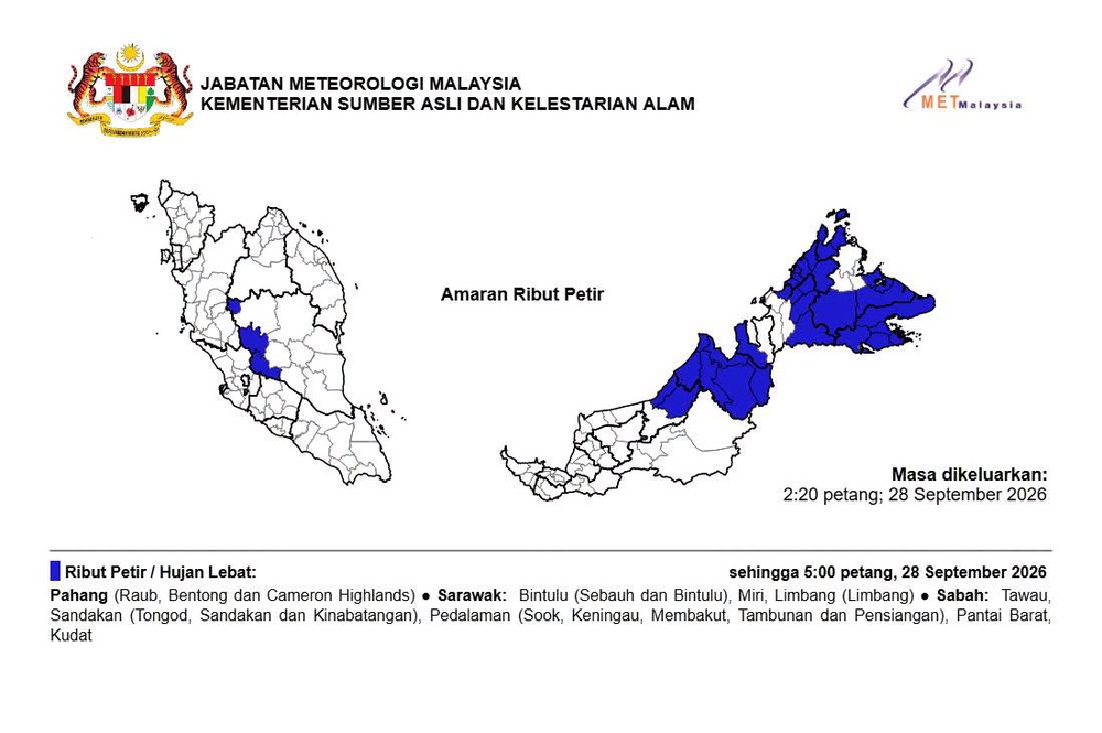 Image from: Tiga Negeri Diramal Hujan Lebat Petang Ini
