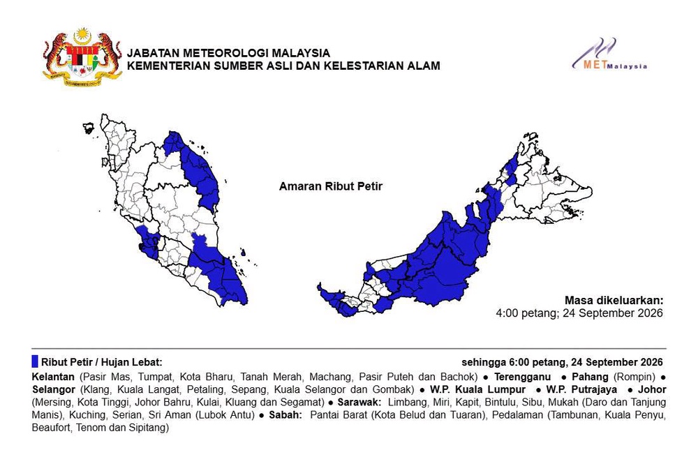 Image from: 7 Negeri, 2 Wilayah Diramal Hujan Lebat Petang Ini