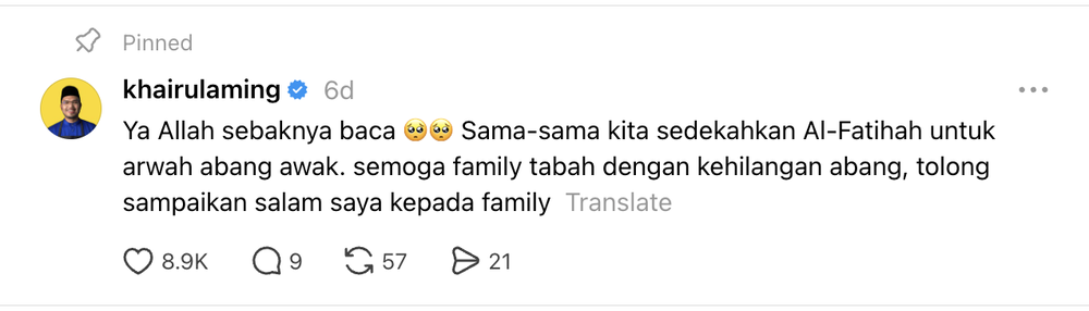 Image from: “Kena Selalu Datang...” Hasrat Arwah Abang Kembali Ke Rembayung Tak Kesampaian, Meninggal Dunia Kerana Kanser