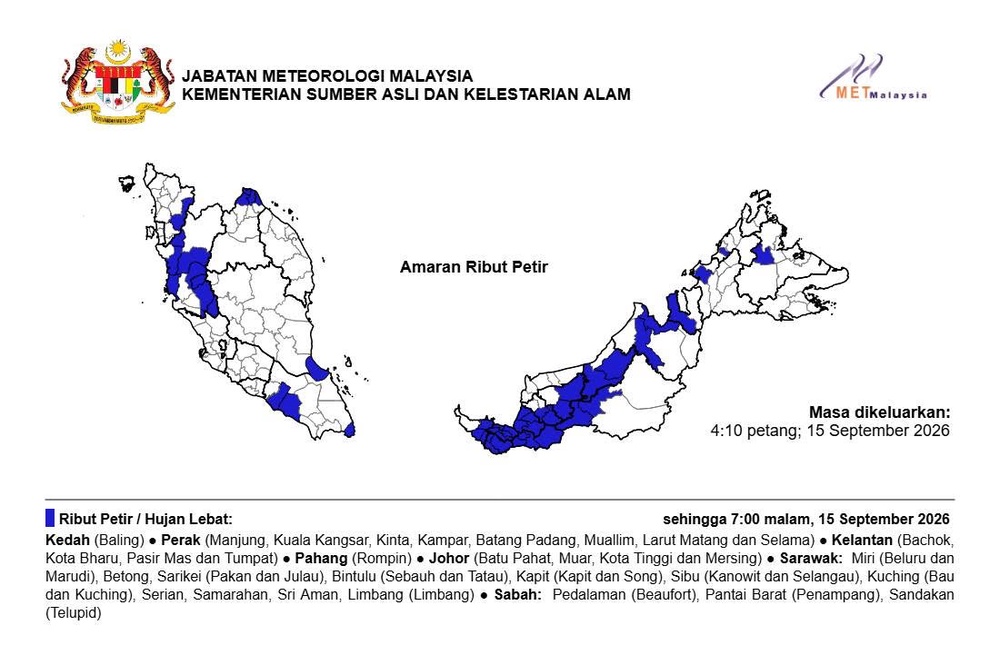 Image from: Tujuh Negeri Diramal Hujan Lebat Hingga Malam Ini