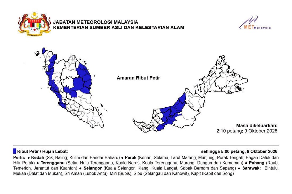 Image from: 7 Negeri Diramal Hujan Lebat Petang Ini