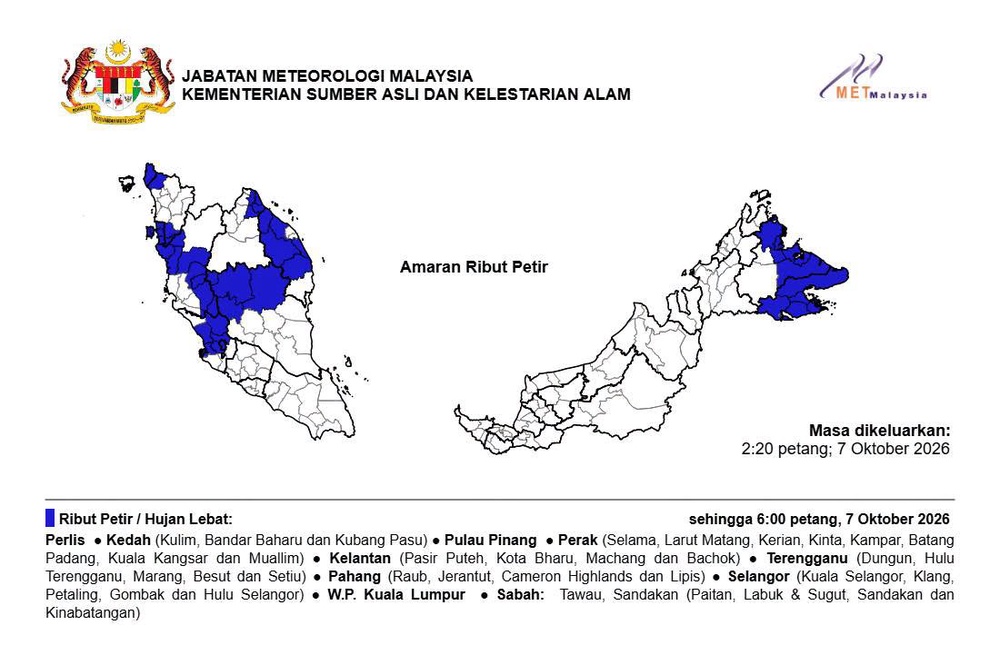 Image from: 9 Negeri, 1 Wilayah Diramal Hujan Lebat Petang Ini