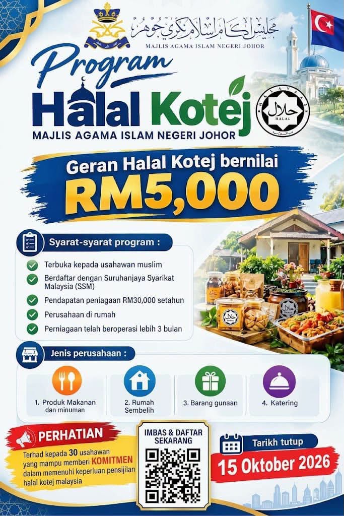 Image from: Geran Halal Kotej MAINJ Tawar Bantuan RM5,000, Ini Syarat dan Cara mohon