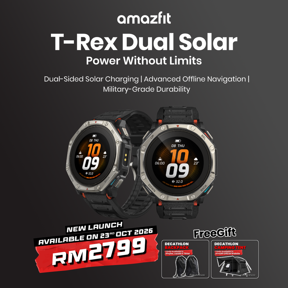 Image from: Amazfit Perkenal Jam Pintar Solar Dwi Permukaan, Bateri Boleh Tahan Hingga 34 Hari