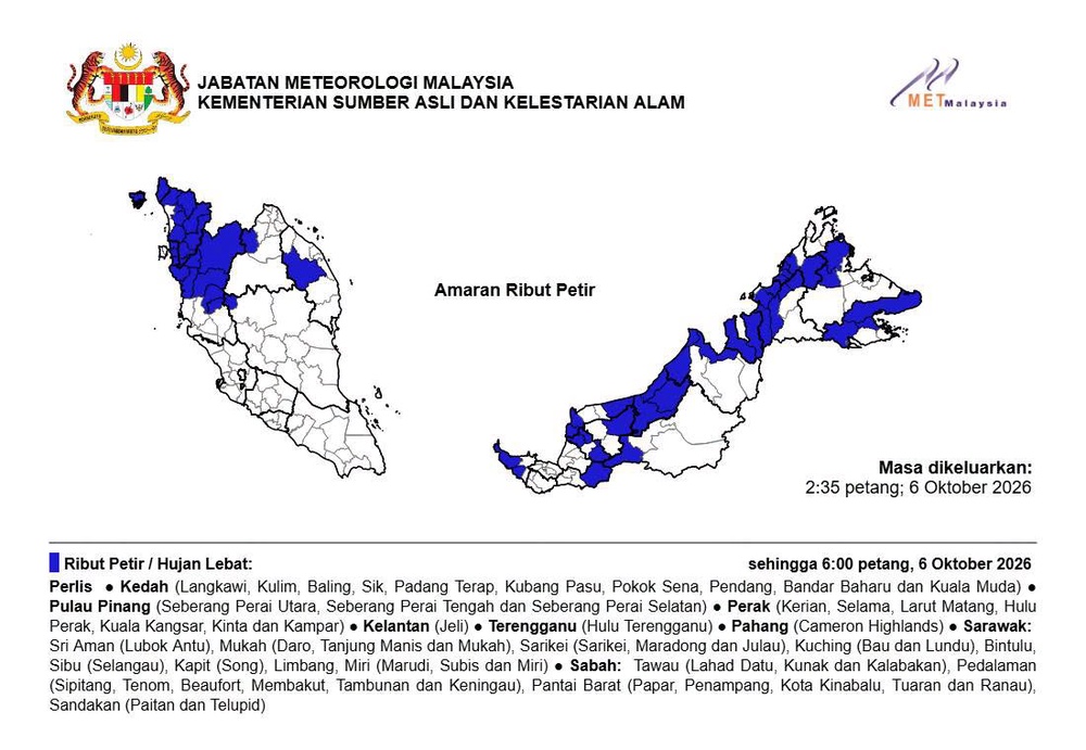 Image from: 9 Negeri Diramal Hujan Lebat Petang Ini