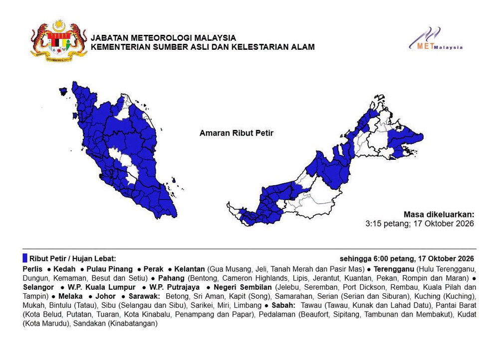 Image from: Amaran Ribut Petir, Hujan Lebat Di Kebanyakan Kawasan Petang Ini