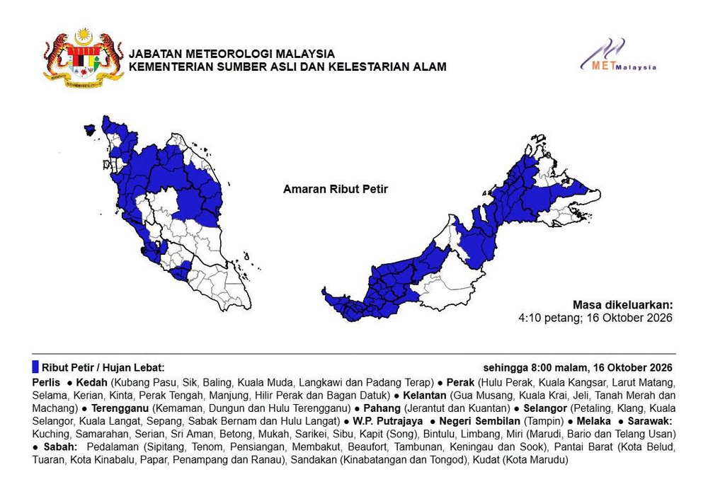 Image from: Hujan Lebat Di 11 Negeri, 1 Wilayah Hingga Malam Ini