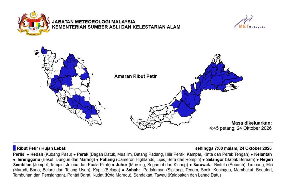 Image from: 11 Negeri Diramal Hujan Lebat Hingga Malam Ini