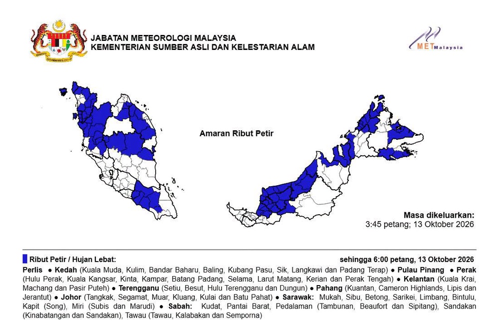 Image from: Amaran Hujan Lebat, Ribut Petir Di 10 Negeri