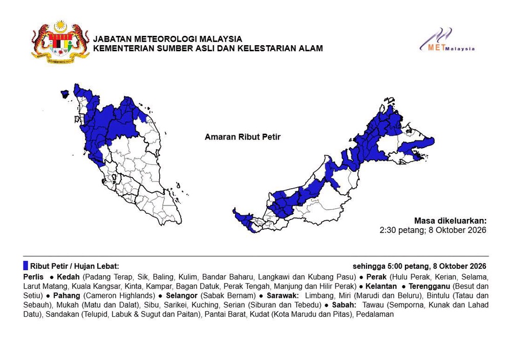 Image from: 9 Negeri Diramal Hujan Lebat Petang Ini