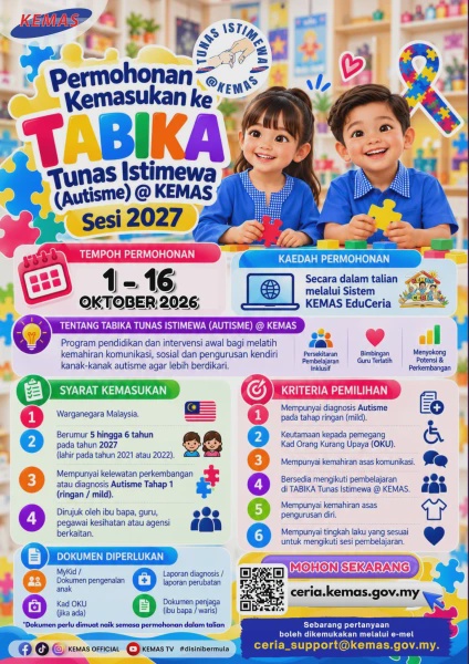 Image from: Permohonan TABIKA Tunas Istimewa KEMAS 2027 Kini Dibuka, Ini Syarat Kemasukan