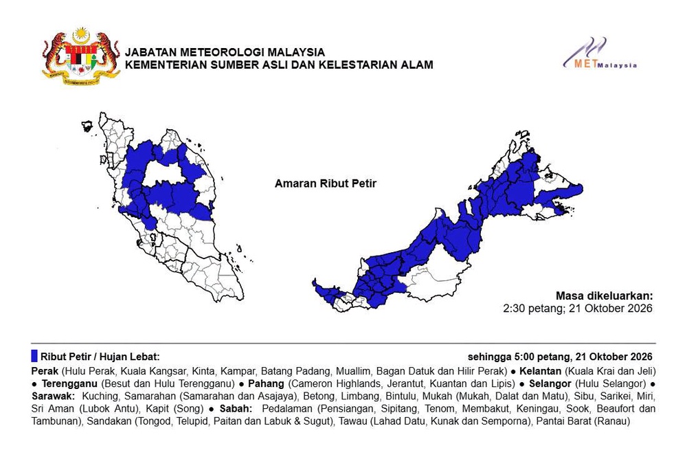 Image from: 7 Negeri Diramal Hujan Lebat, Ribut Petir Petang Ini