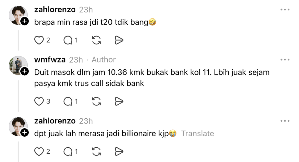 Image from: "Bergegar Nyawa Tengok Duit..." Lelaki Terkejut Wang RM1 Bilion Masuk Dalam Akaun Bank